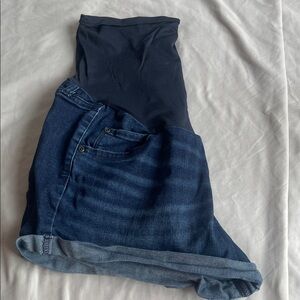 a:glow Women’s Maternity Dark Blue Jean Shorts